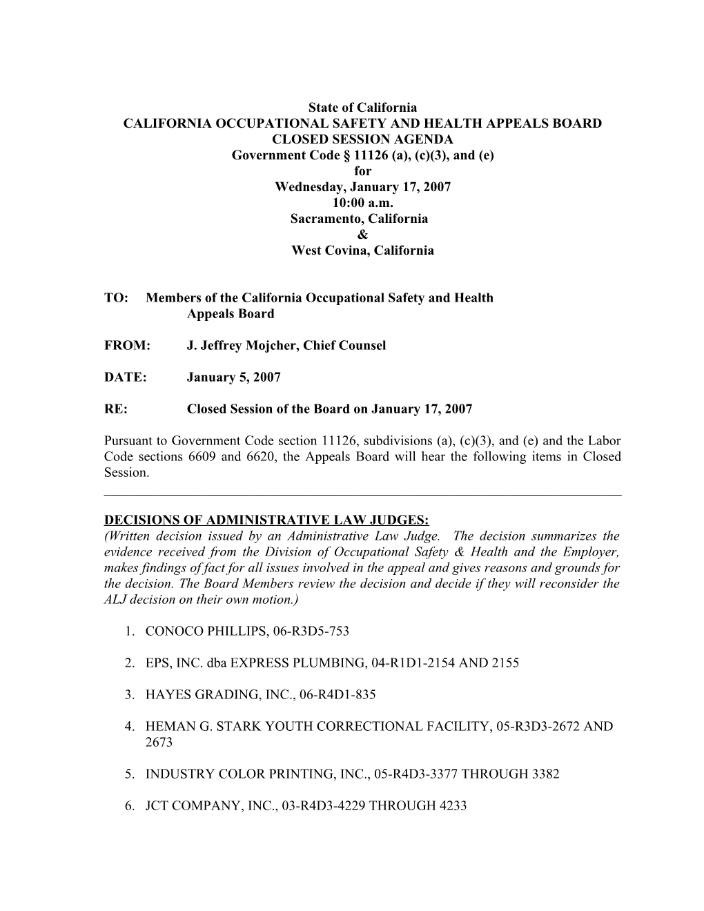 California Occupational Safety & Health Appeals Board s11