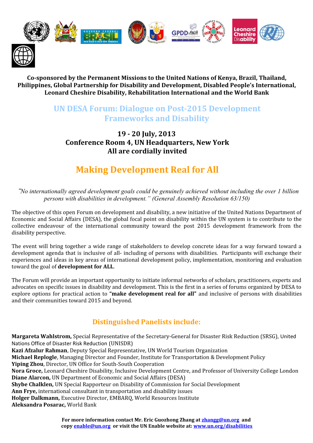 UN DESA Forum: Dialogue on Post-2015 Development