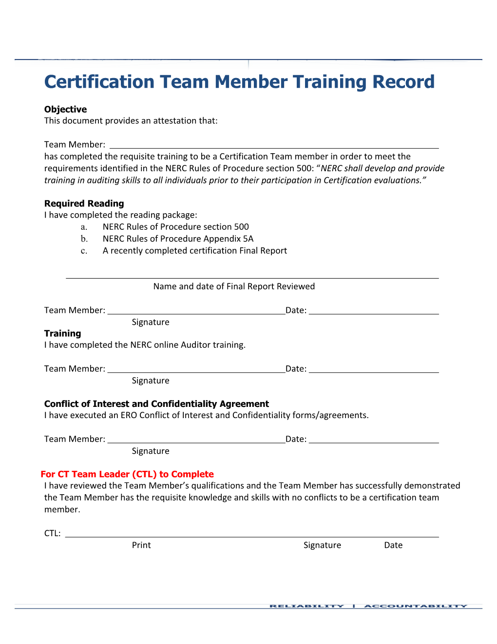 07 CT Member Training Record