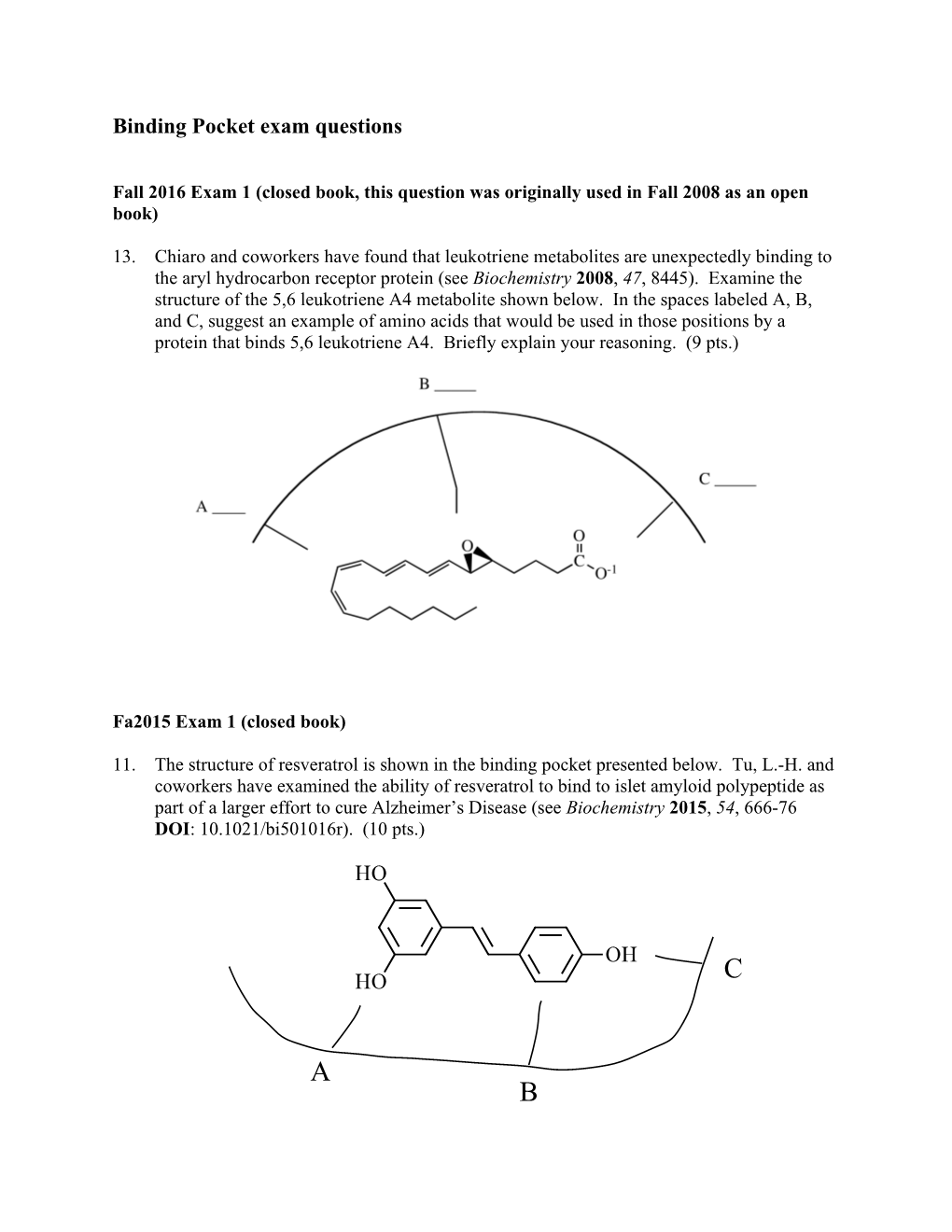 Binding Pocket Exam Questions