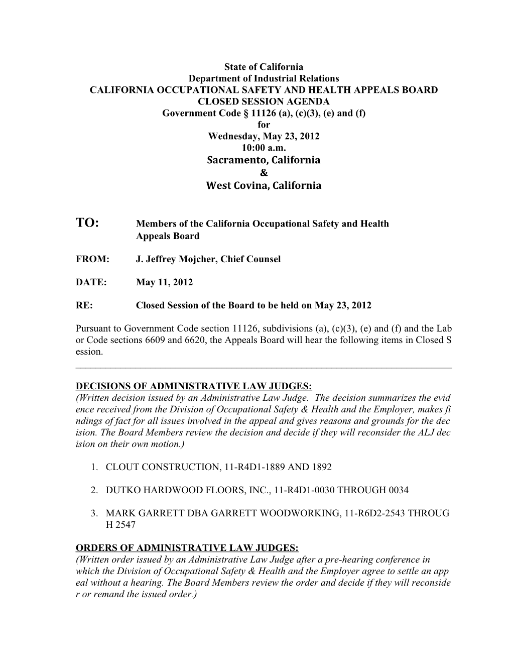 California Occupational Safety & Health Appeals Board s12