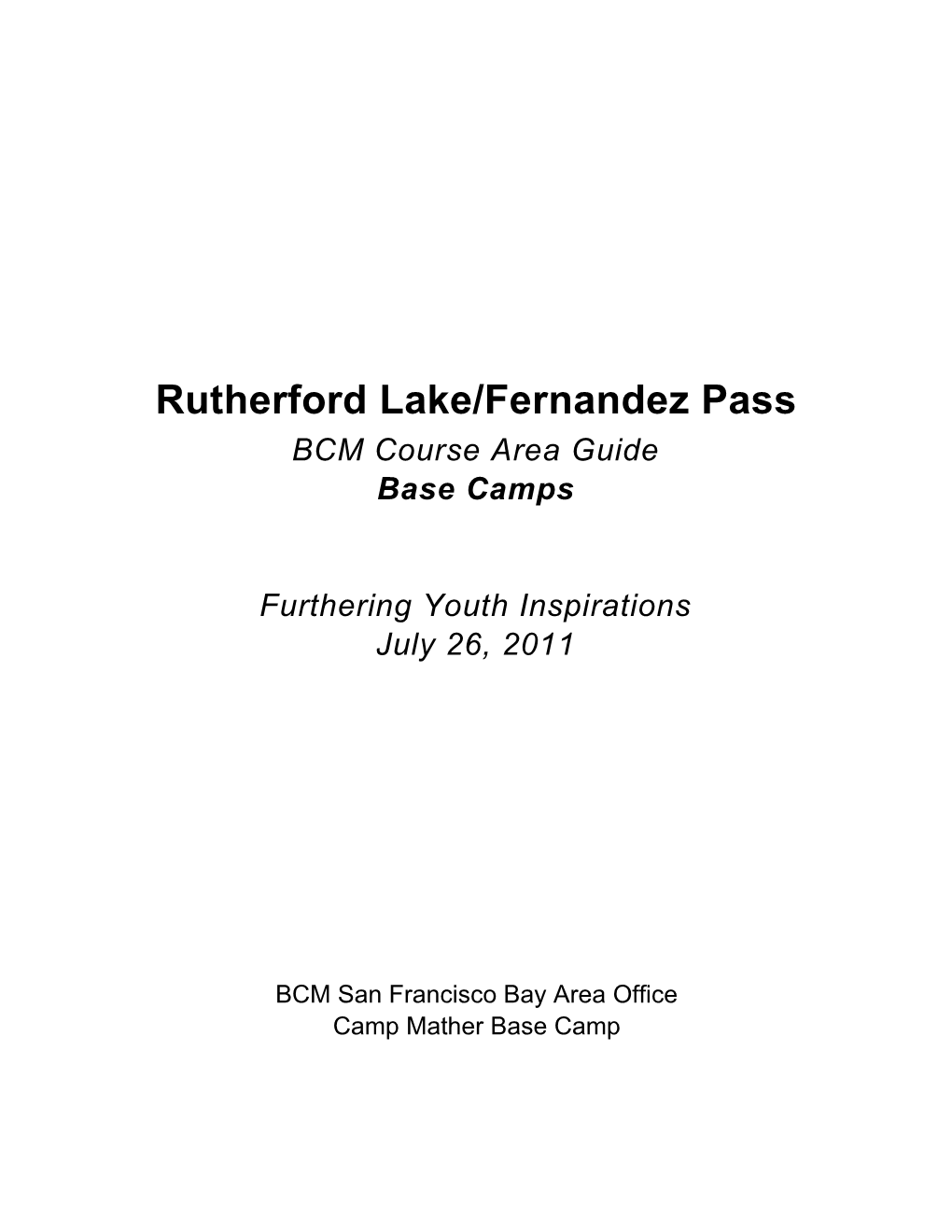 Rutherford Lake/Fernandez Pass