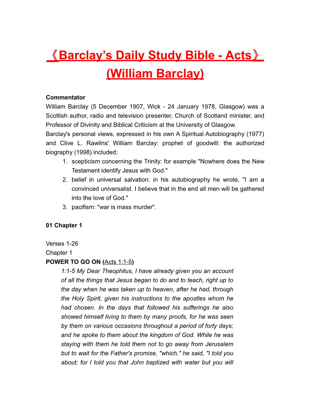Barclay S Daily Study Bible - Acts (William Barclay)