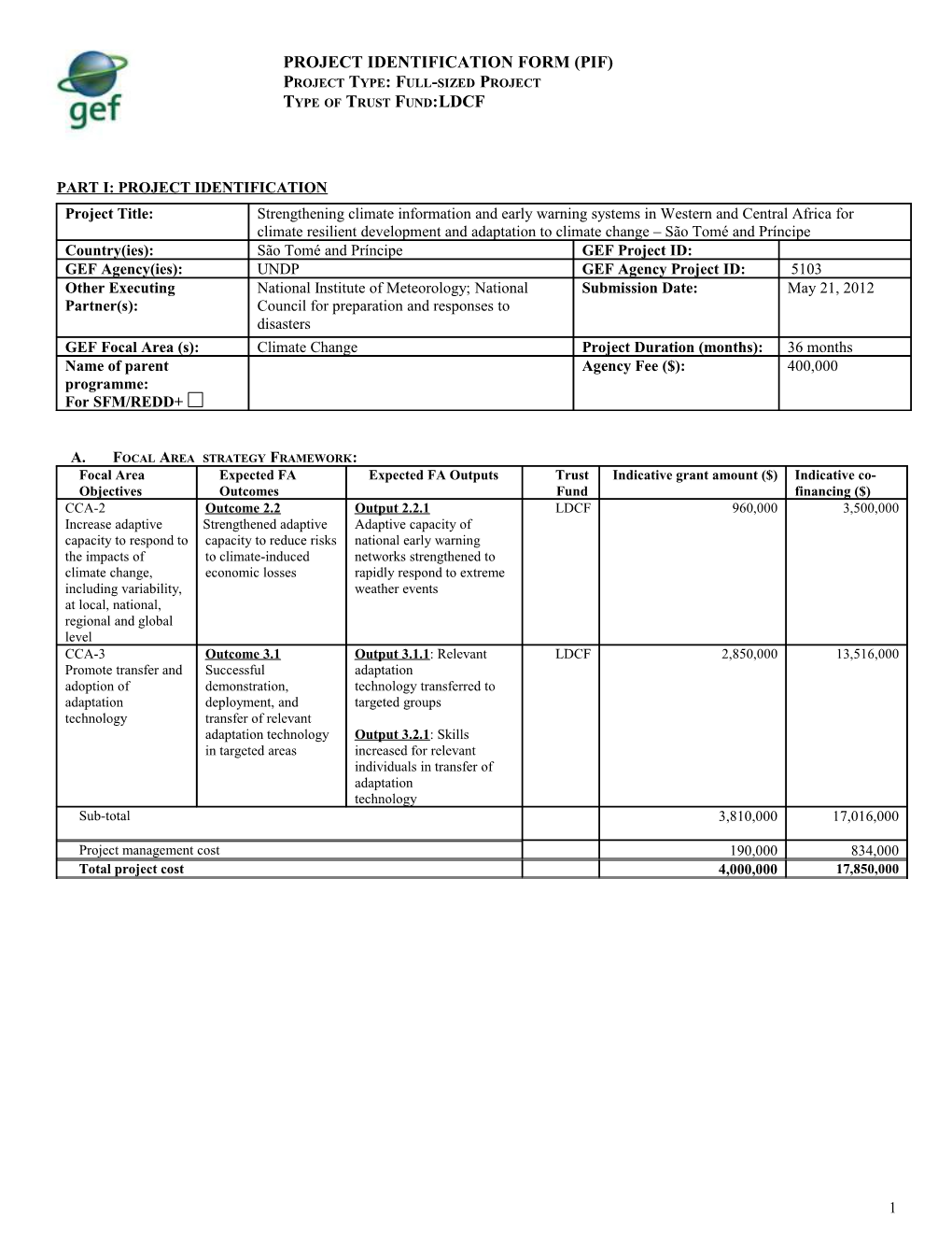 Project Identification Form (Pif) s2