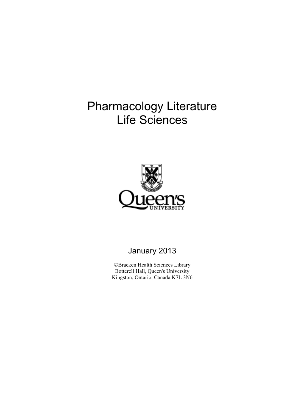 Pharmacology Literature