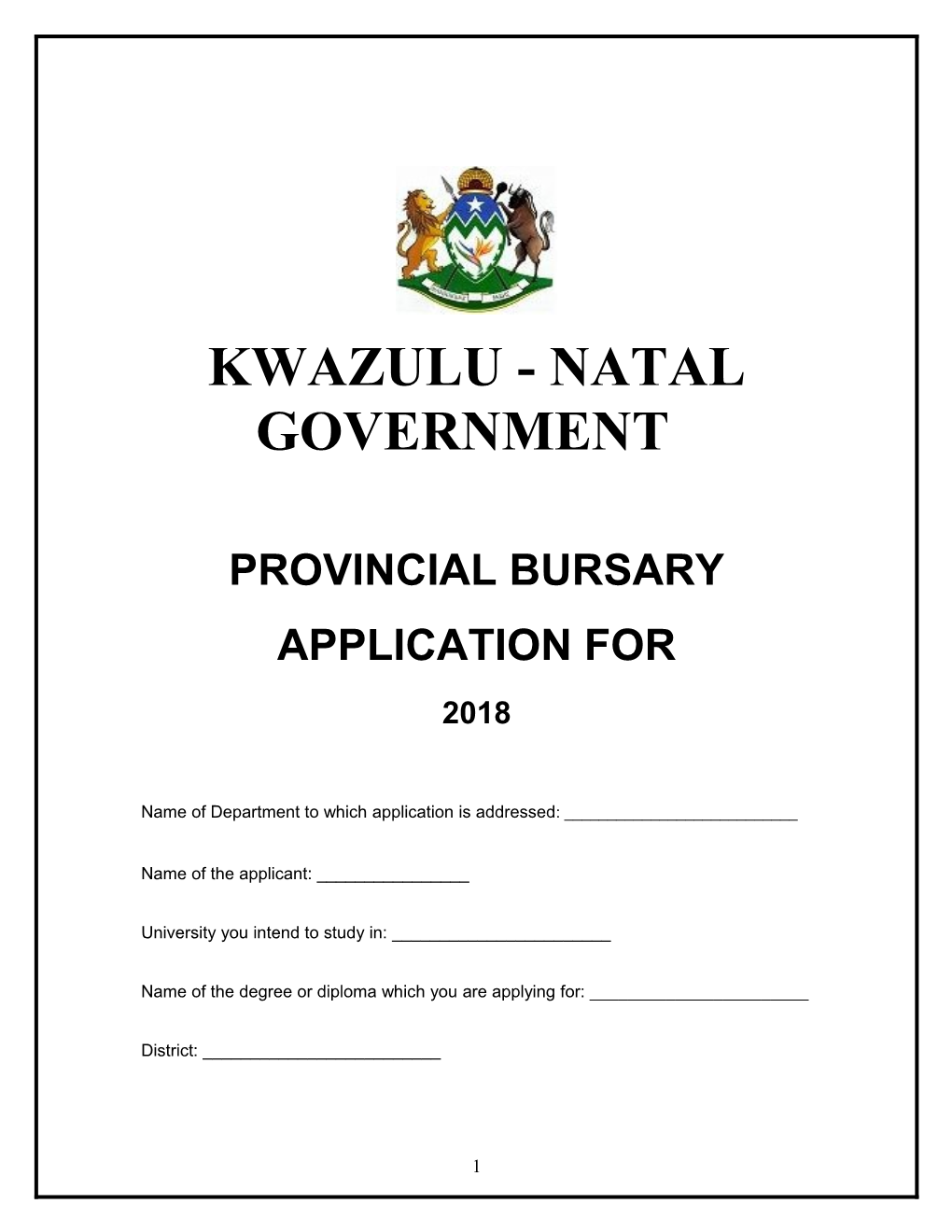 Provincial Bursary Application For