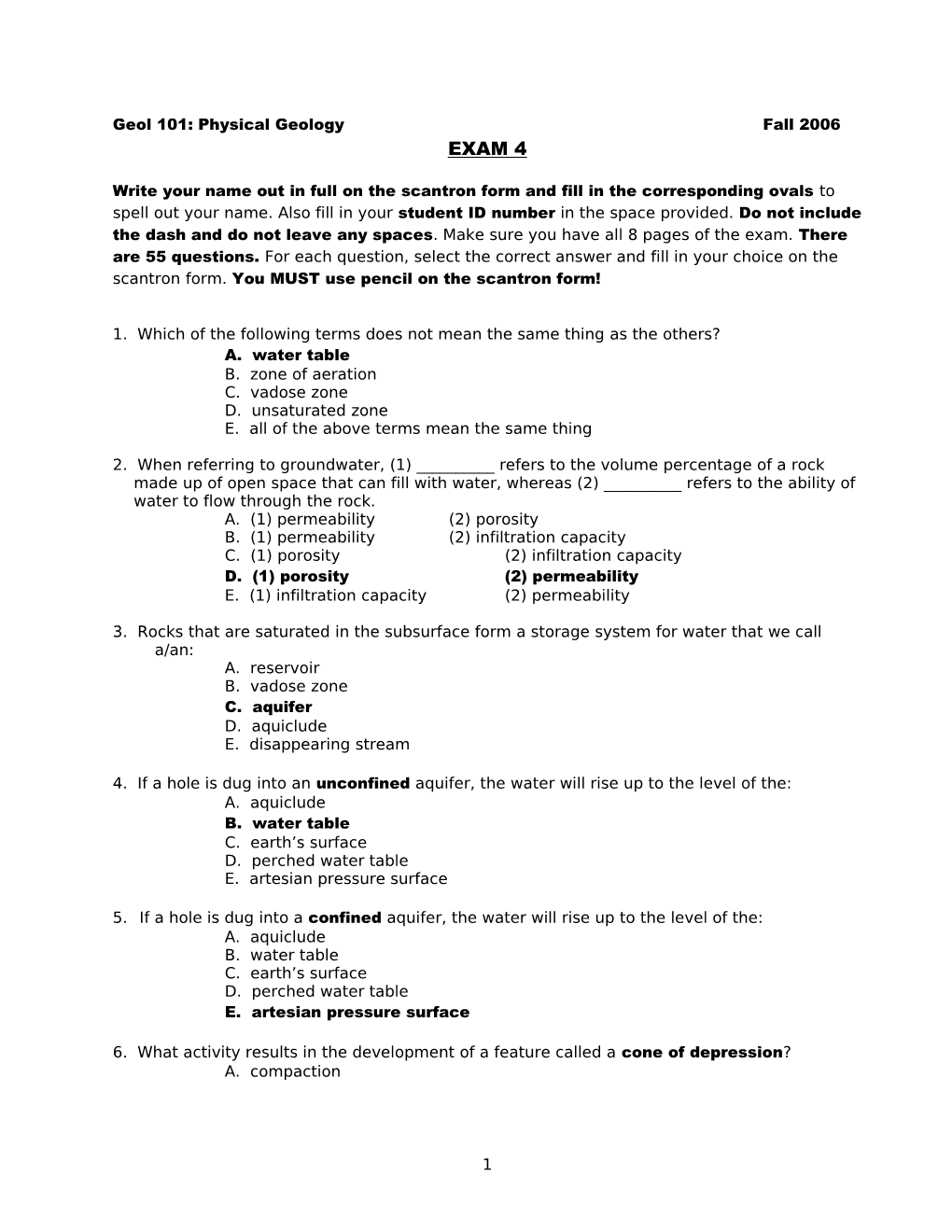 Geol 101: Physical Geology s1