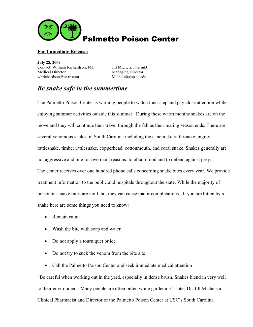 Palmetto Poison Center s1