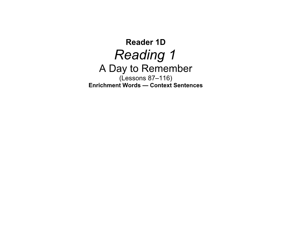 Reading 1 a Day to Remember