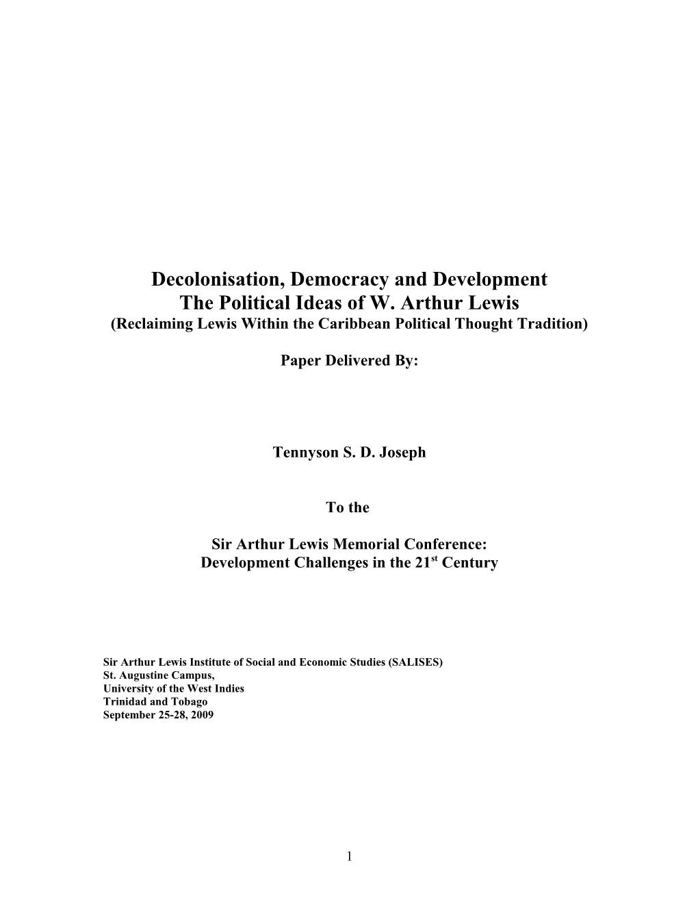 Decolonisation, Democracy and Development
