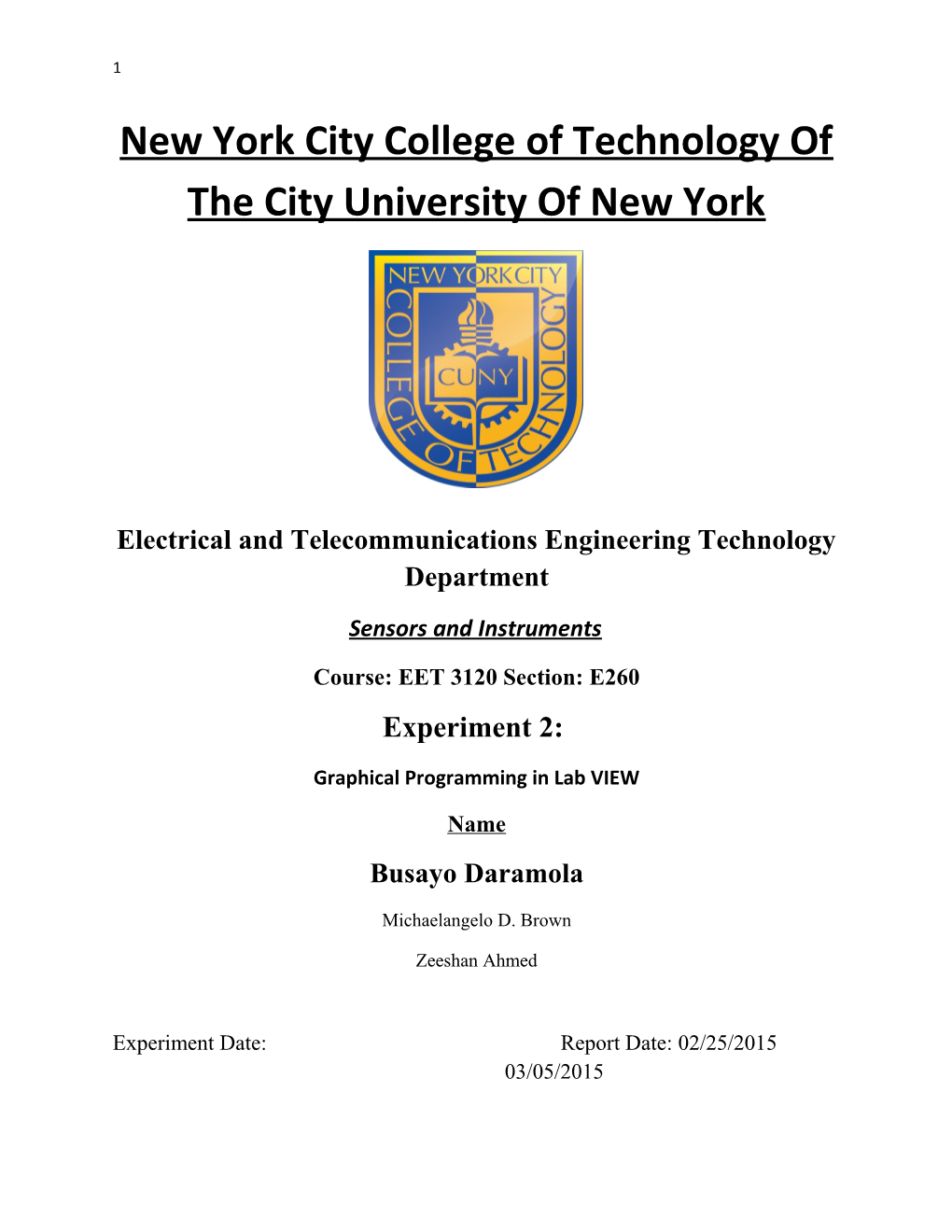 New York City College of Technology of the City University of New York
