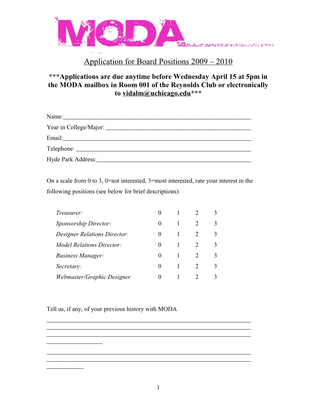 Application for Board Positions 2007 2008
