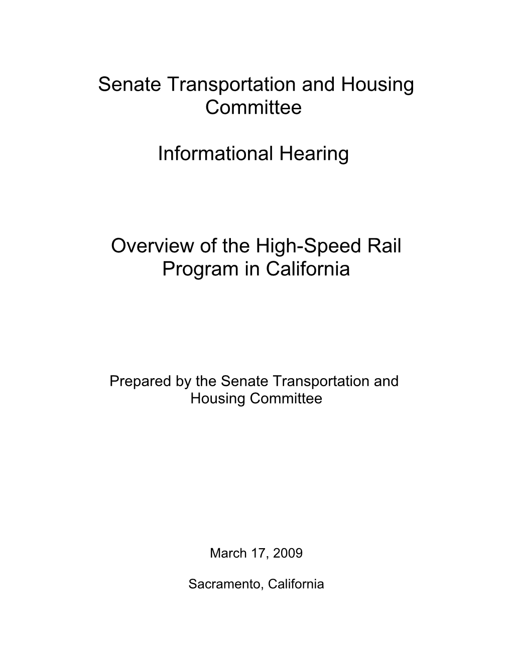 Senate Transportation and Housing Committee