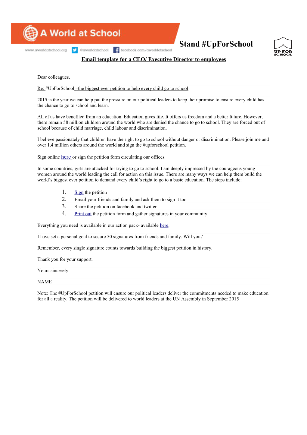 Email Template for a CEO/ Executive Director to Employees