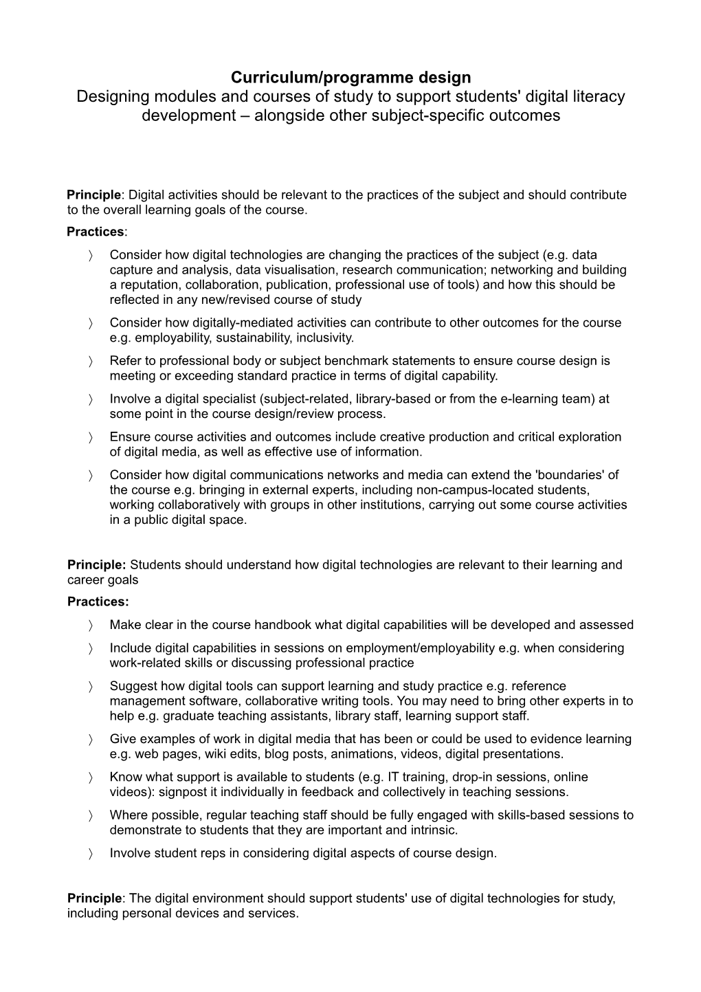 Curriculum/Programme Design