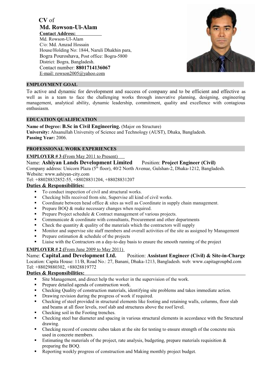 CV of Md. Rowson-Ul-Alam