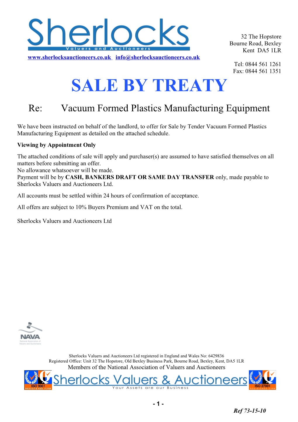 Re: Vacuum Formed Plastics Manufacturing Equipment