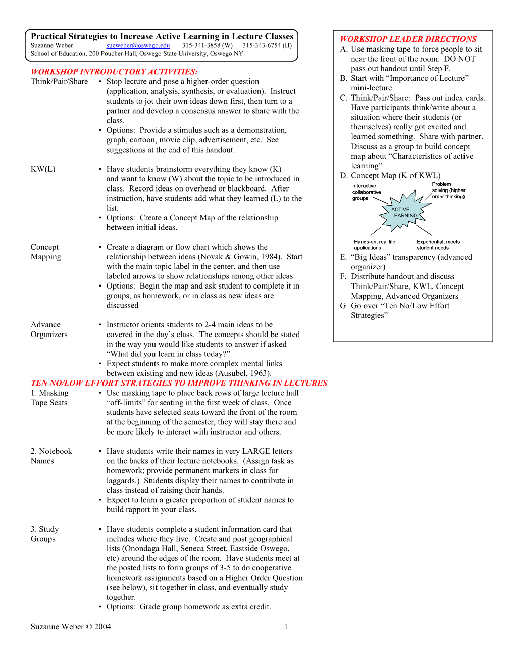 Practical Strategies to Increase Active Learning in Lecture Classes