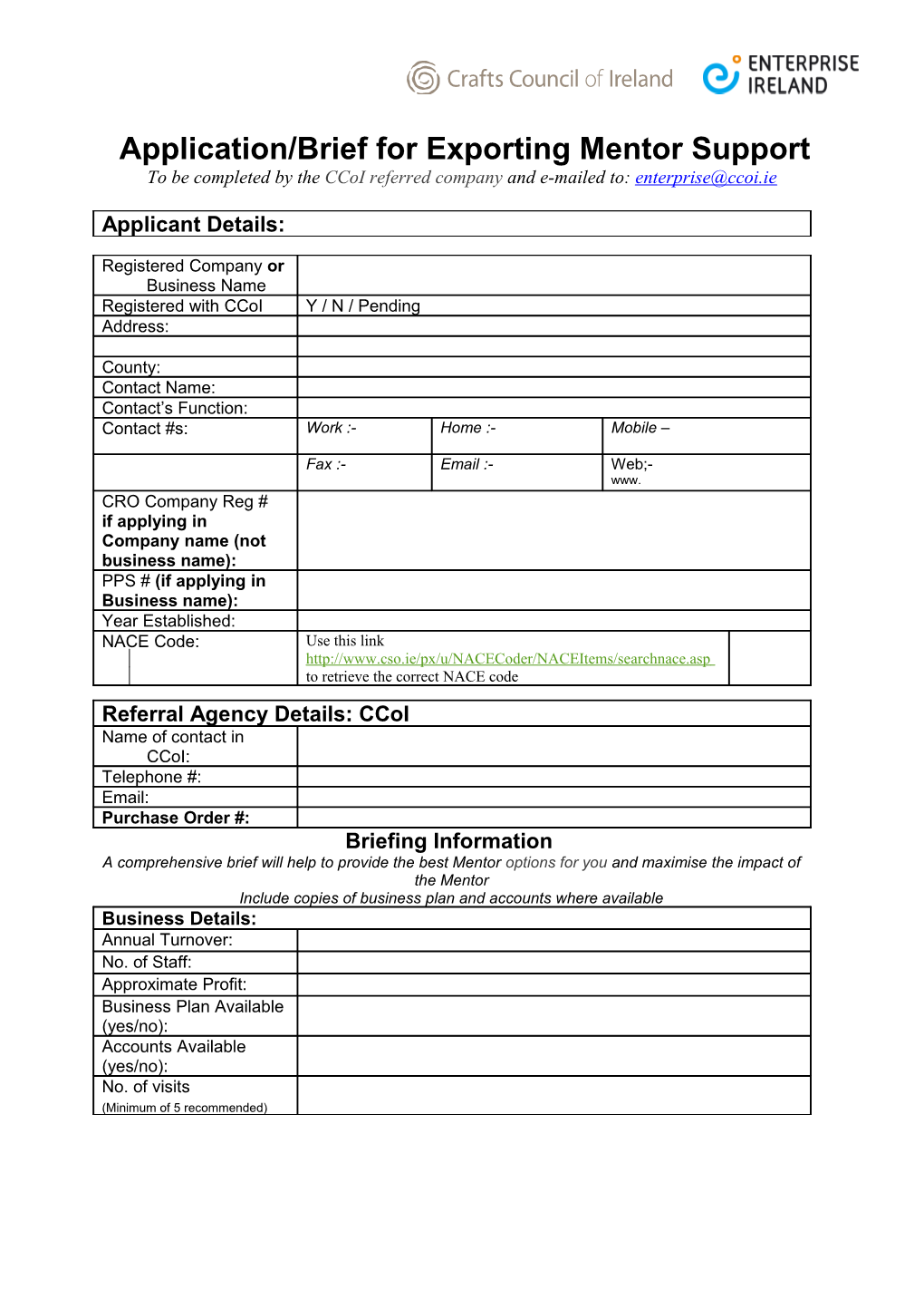 Application Form for Mentor Support