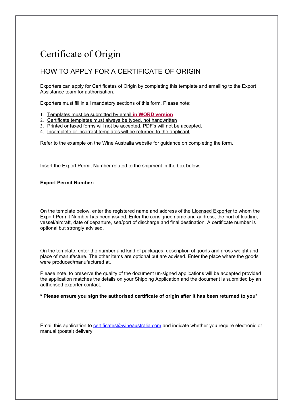 How to Apply for a Certificate of Origin