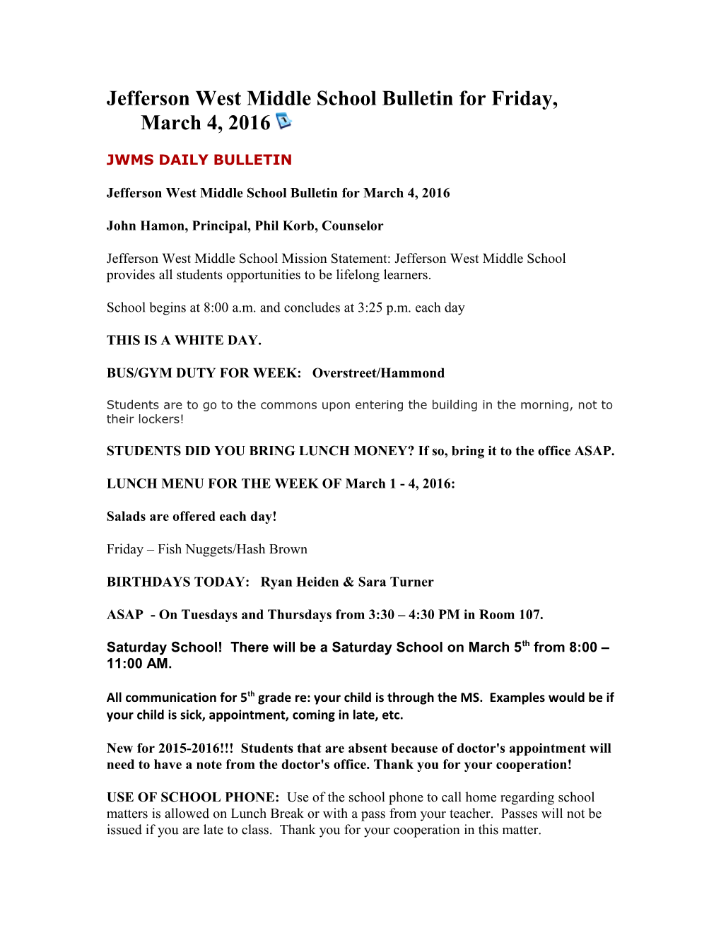 Jwms Daily Bulletin s1