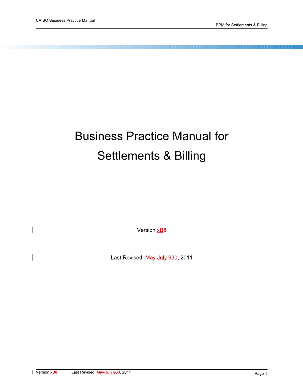 Settlements & Billing BPM