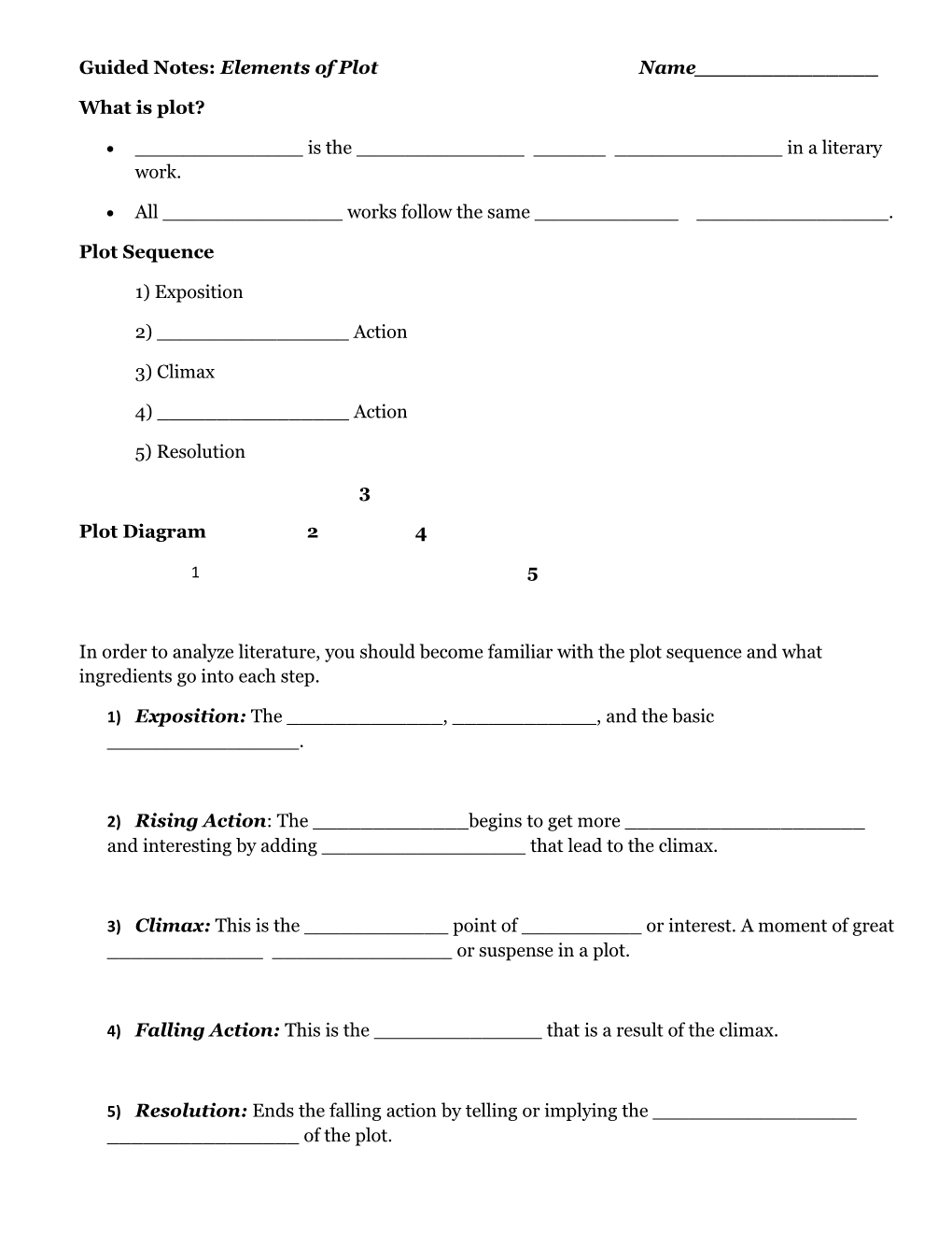 Guided Notes: Elements of Plot Name______