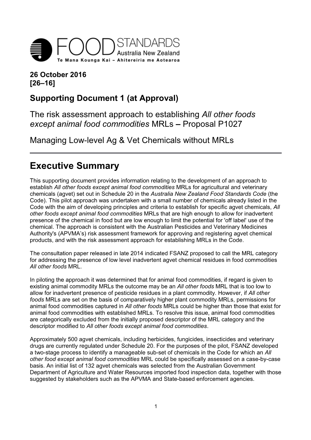 P1027 Low Level Ag and Vet Chems Appr SD1 Risk Assess