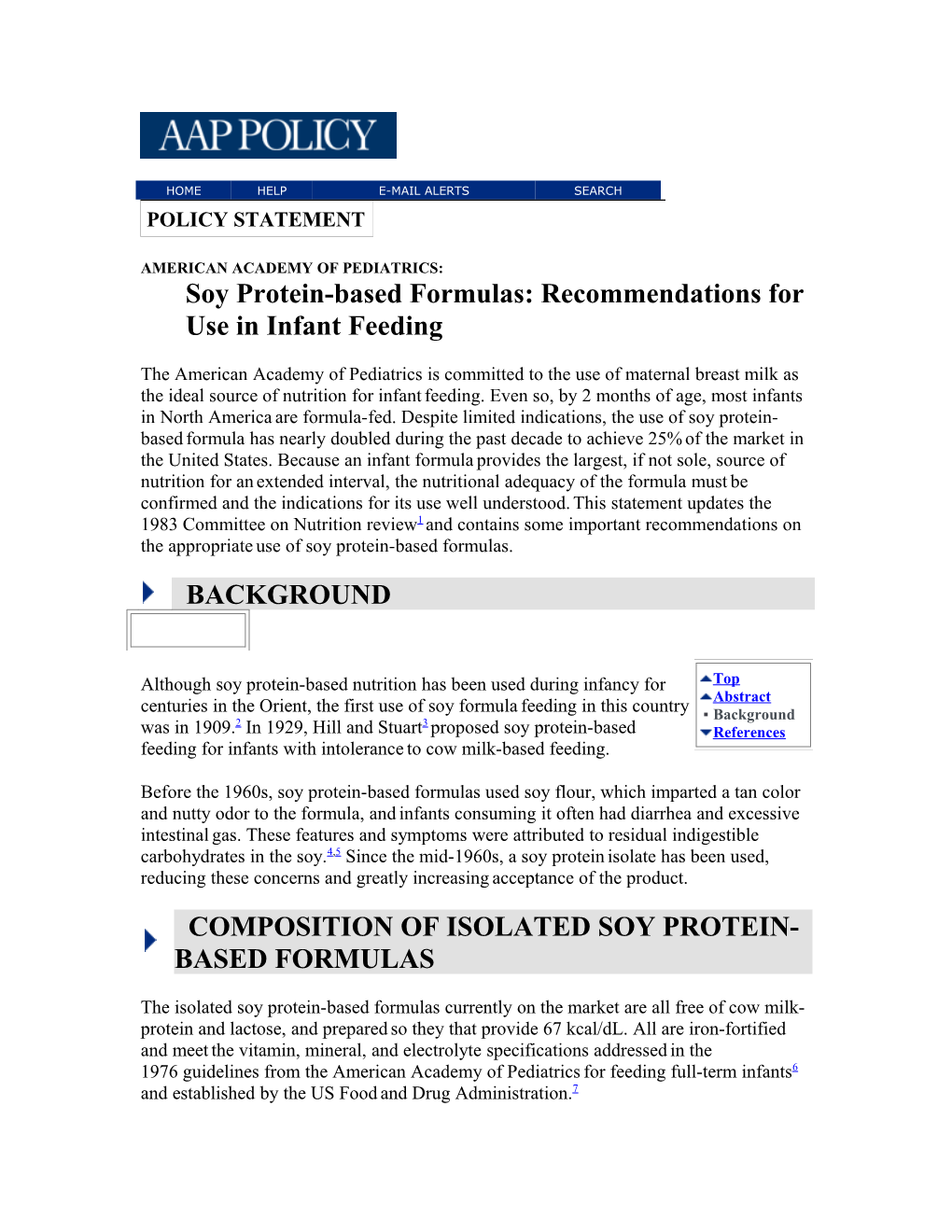 AMERICAN ACADEMY of PEDIATRICS:Soy Protein-Based Formulas: Recommendations for Use in Infant