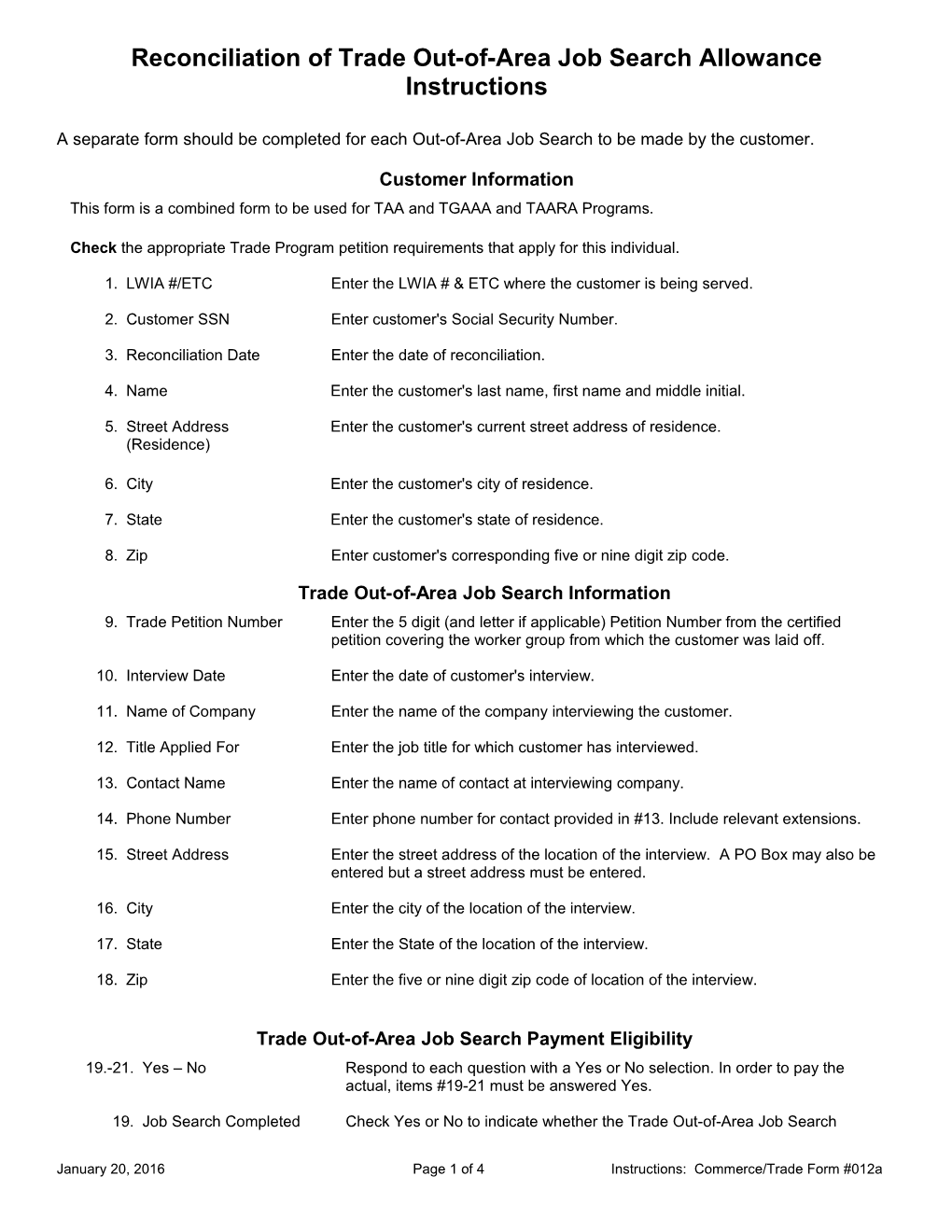 Form #012A Reconciliation Of Trade Out-Of-Area Job Search Allowance Instructions (MS Word) 3-01-14