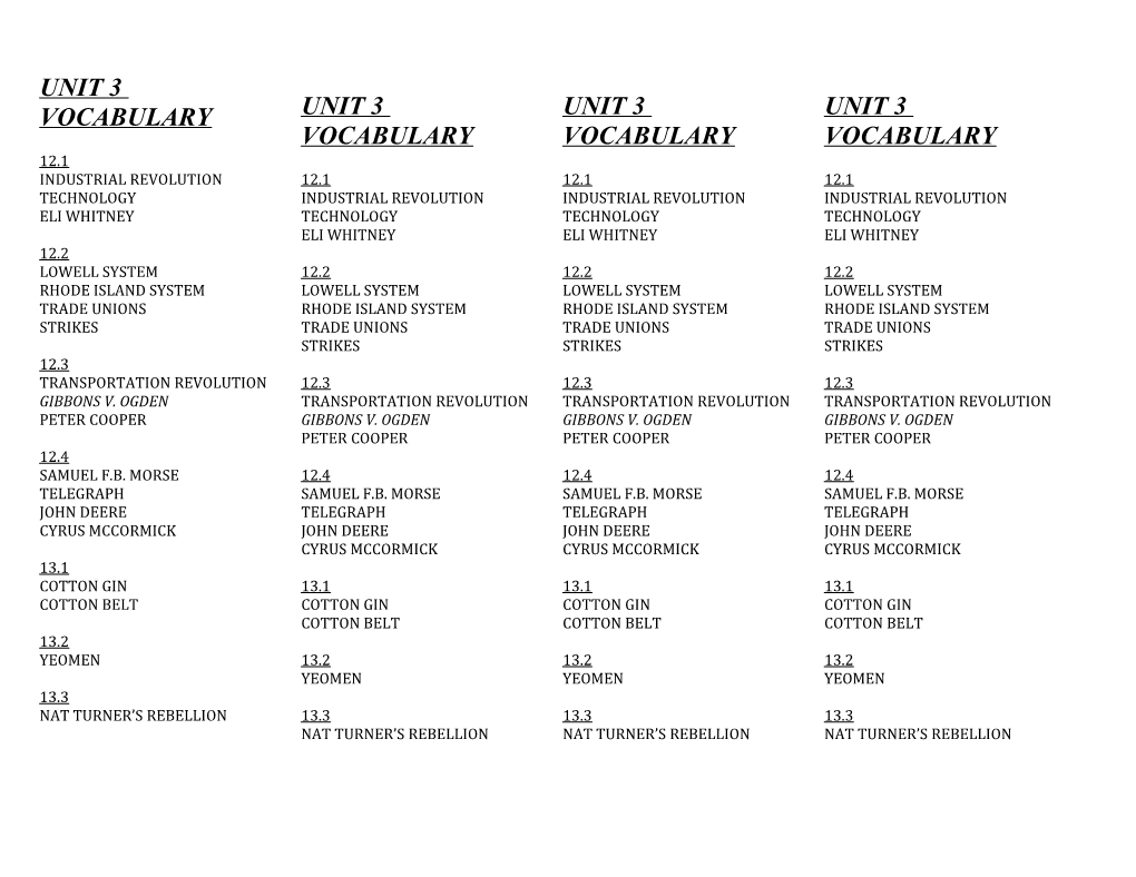 Unit 3 Vocabulary