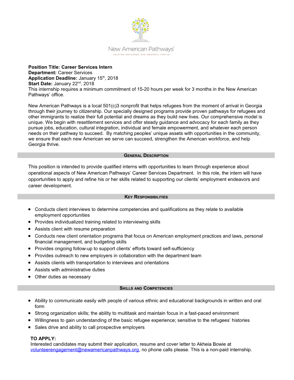 Position Title: Learning Center Programs Coordinator s2