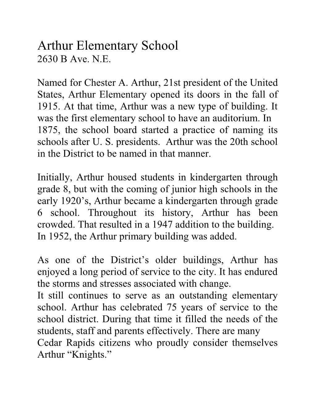 Arthur Elementary School
