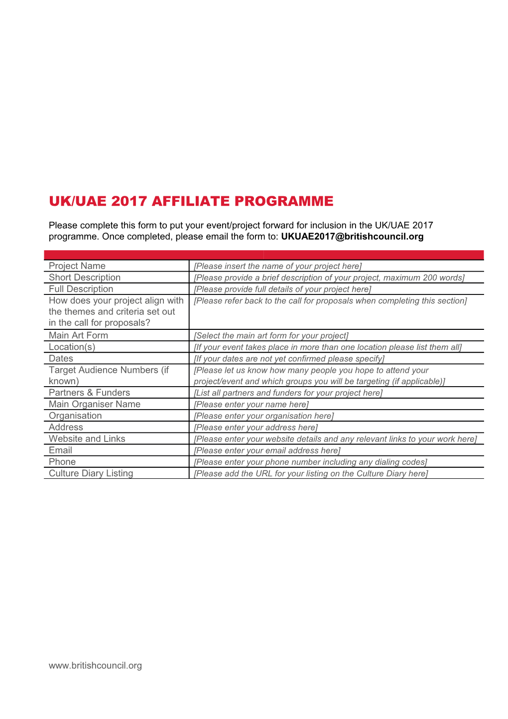 Uk/Uae 2017 Affiliate Programme