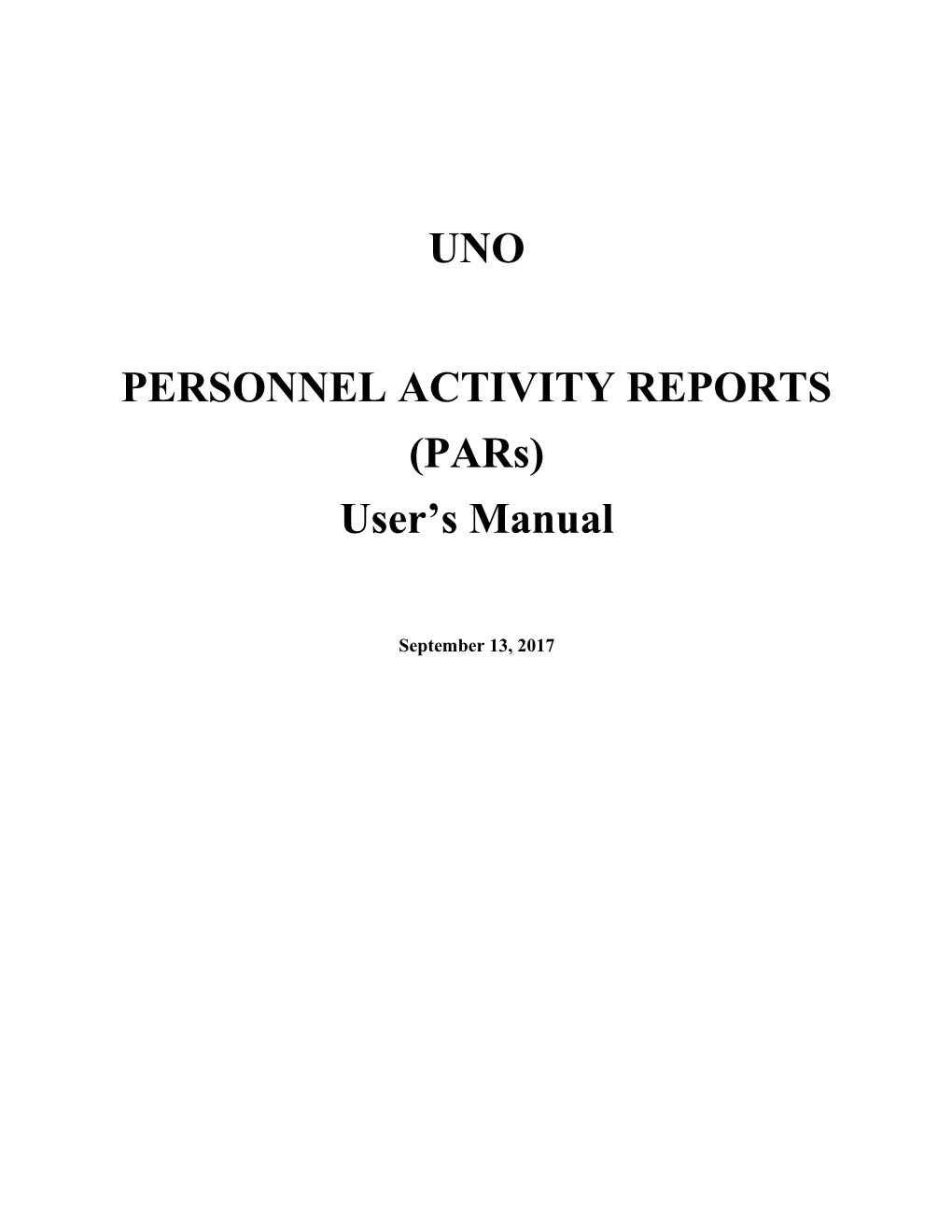 Personnel Activity Reports