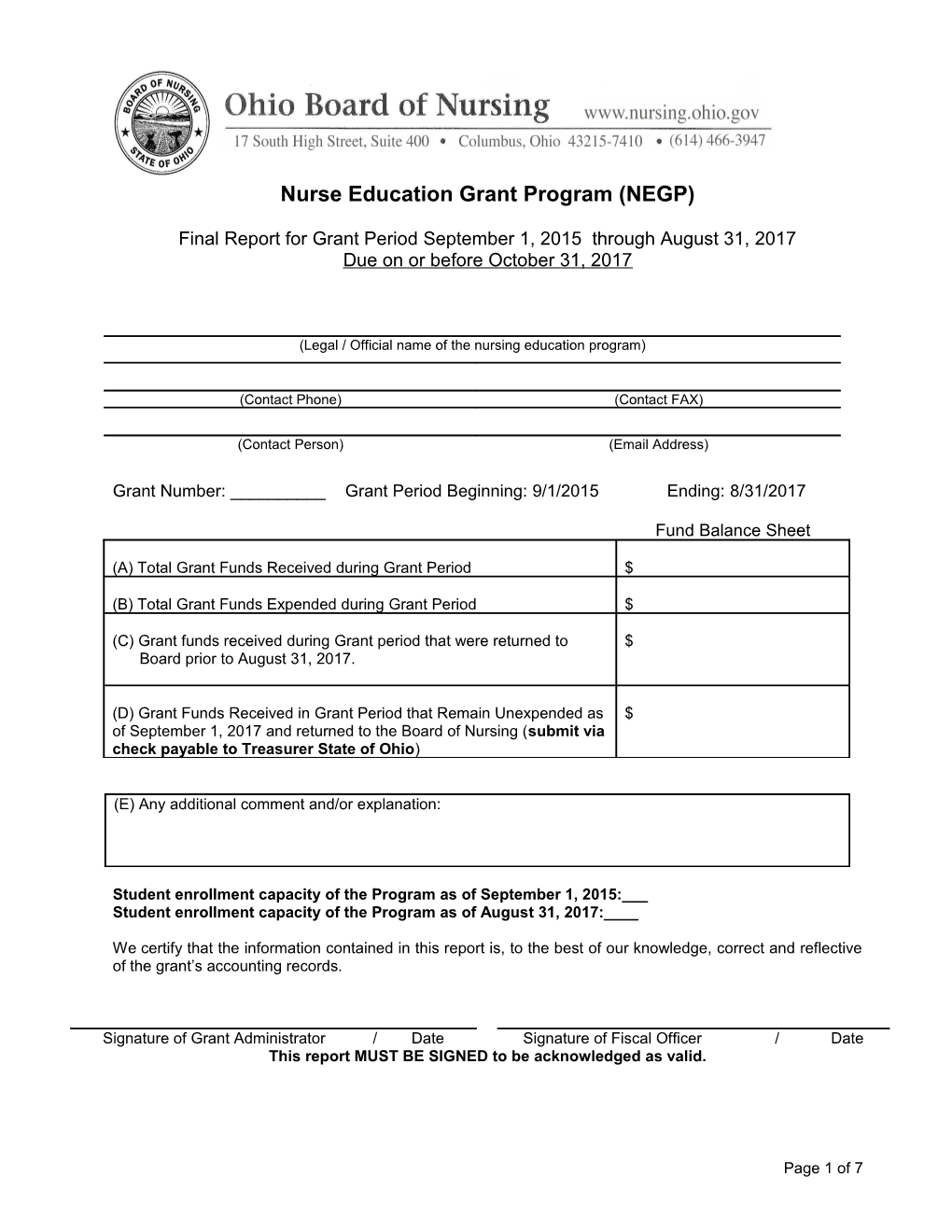 Nurse Education Grant Program (NEGP)