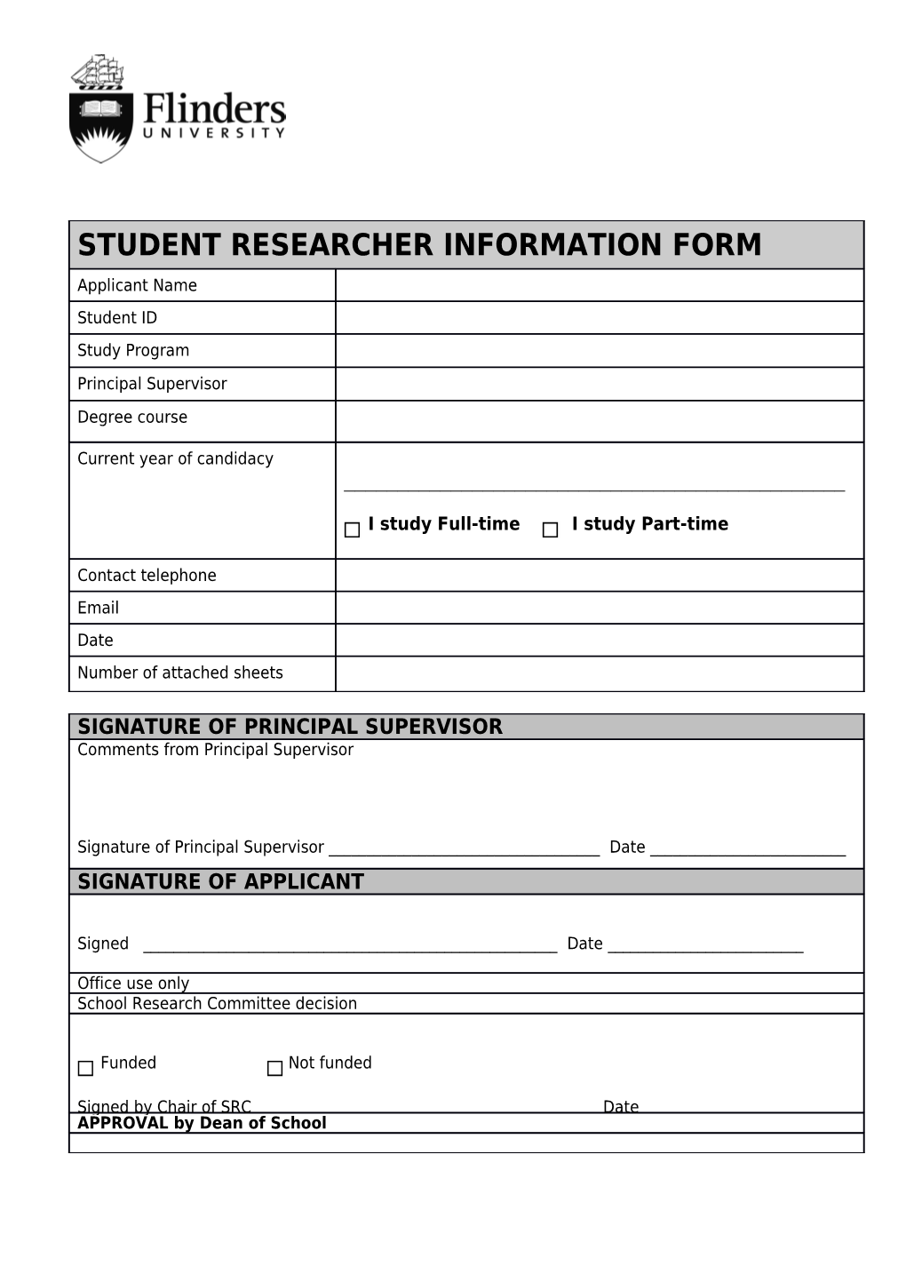 Researcher Information Form