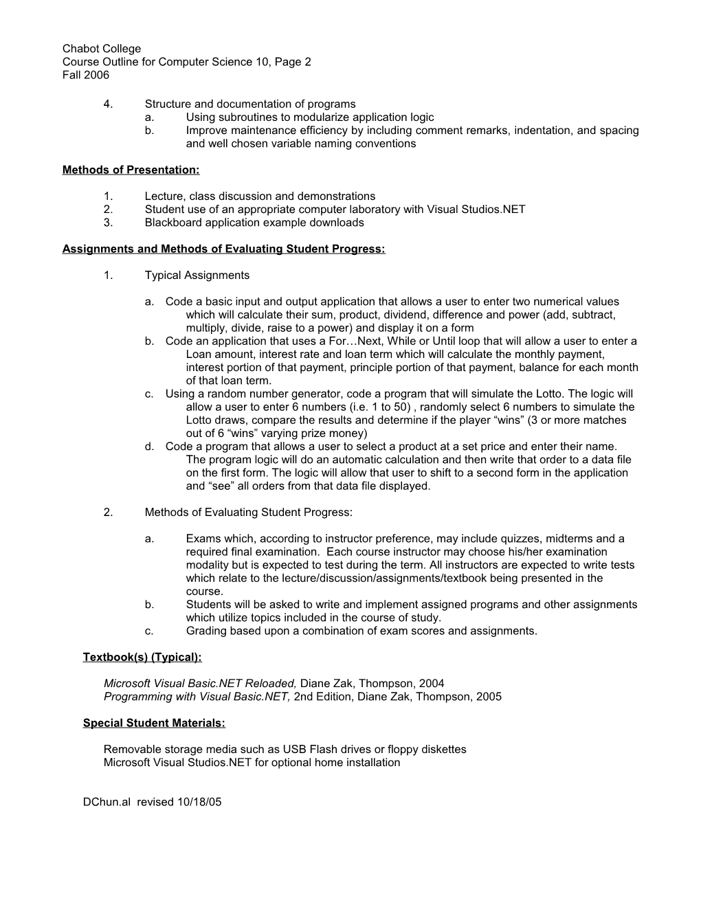 Course Outline for Computer Science 10, Page 2 s1