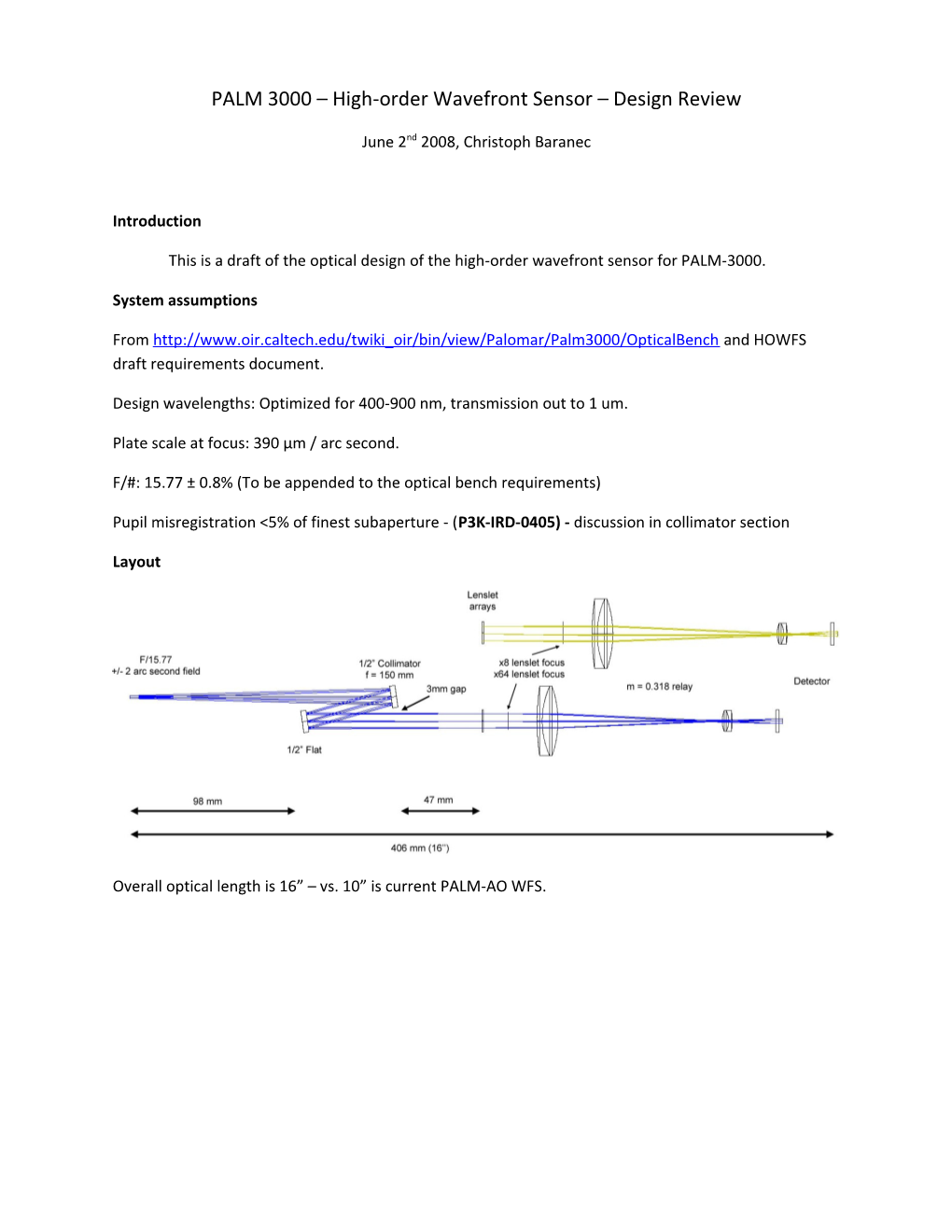 PALM 3000 High-Order Wavefront Sensor Design Review