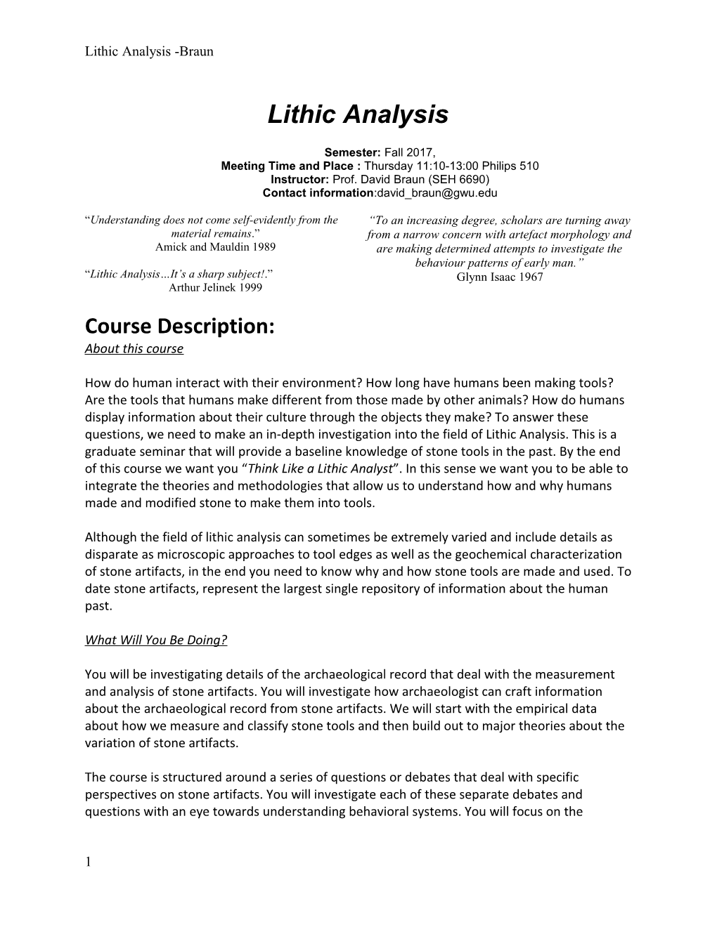 Lithic Analysis -Braun