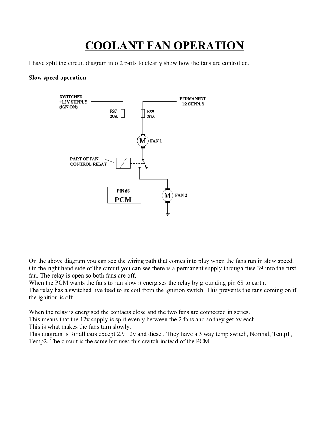 Coolant Fan Operation