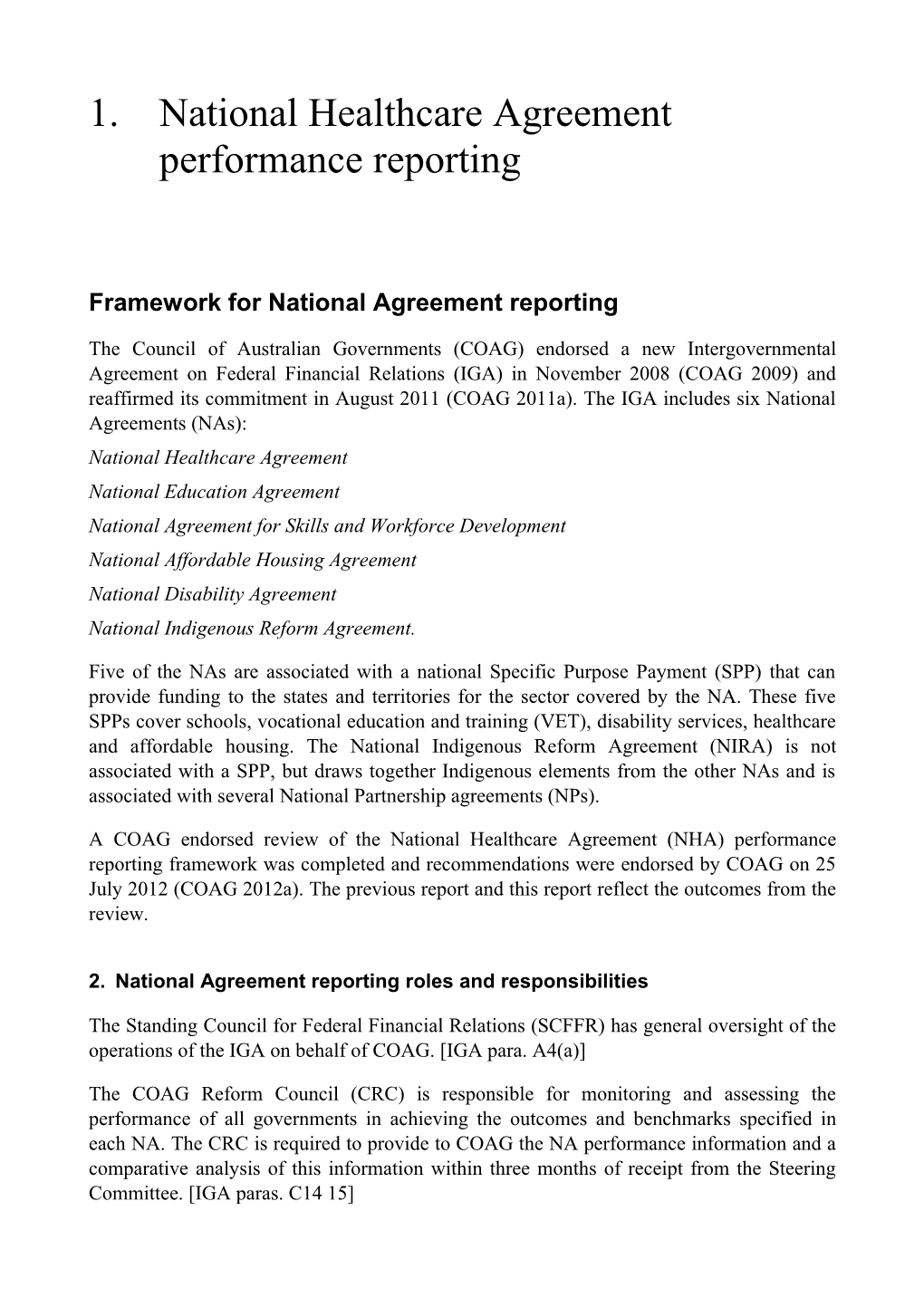 National Healthcare Agreement - National Agreement Performance Information 2012-13