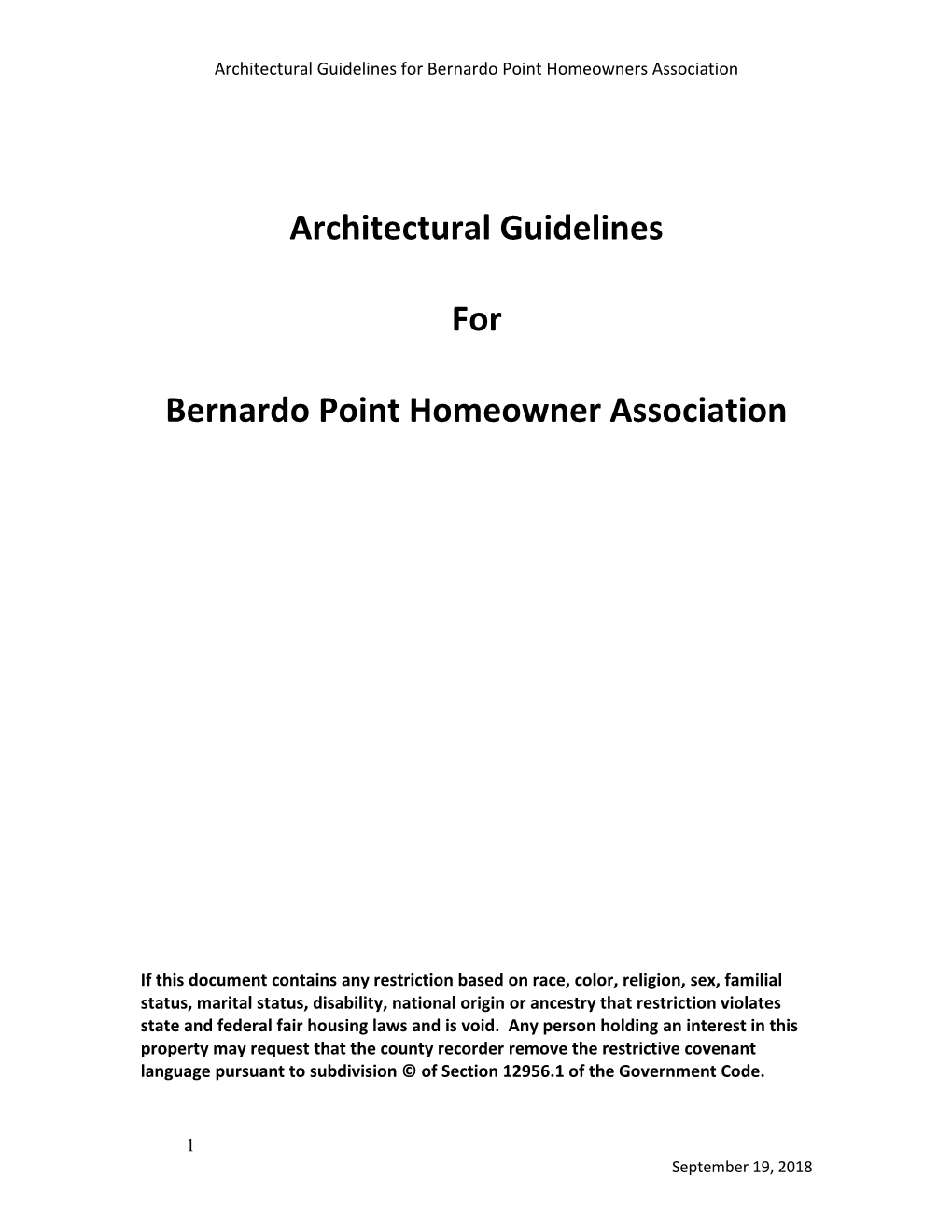 Bernardo Point Homeowners Association