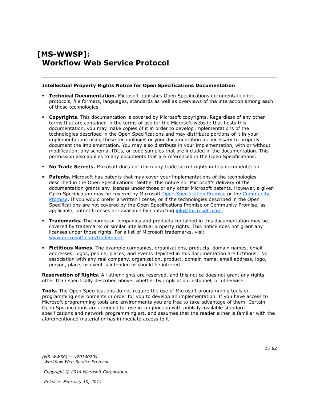 Intellectual Property Rights Notice for Open Specifications Documentation s140