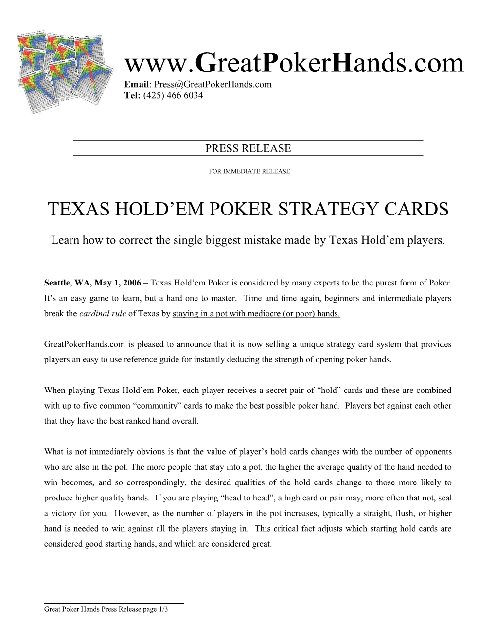 Texas Hold Em Poker Strategy Cards