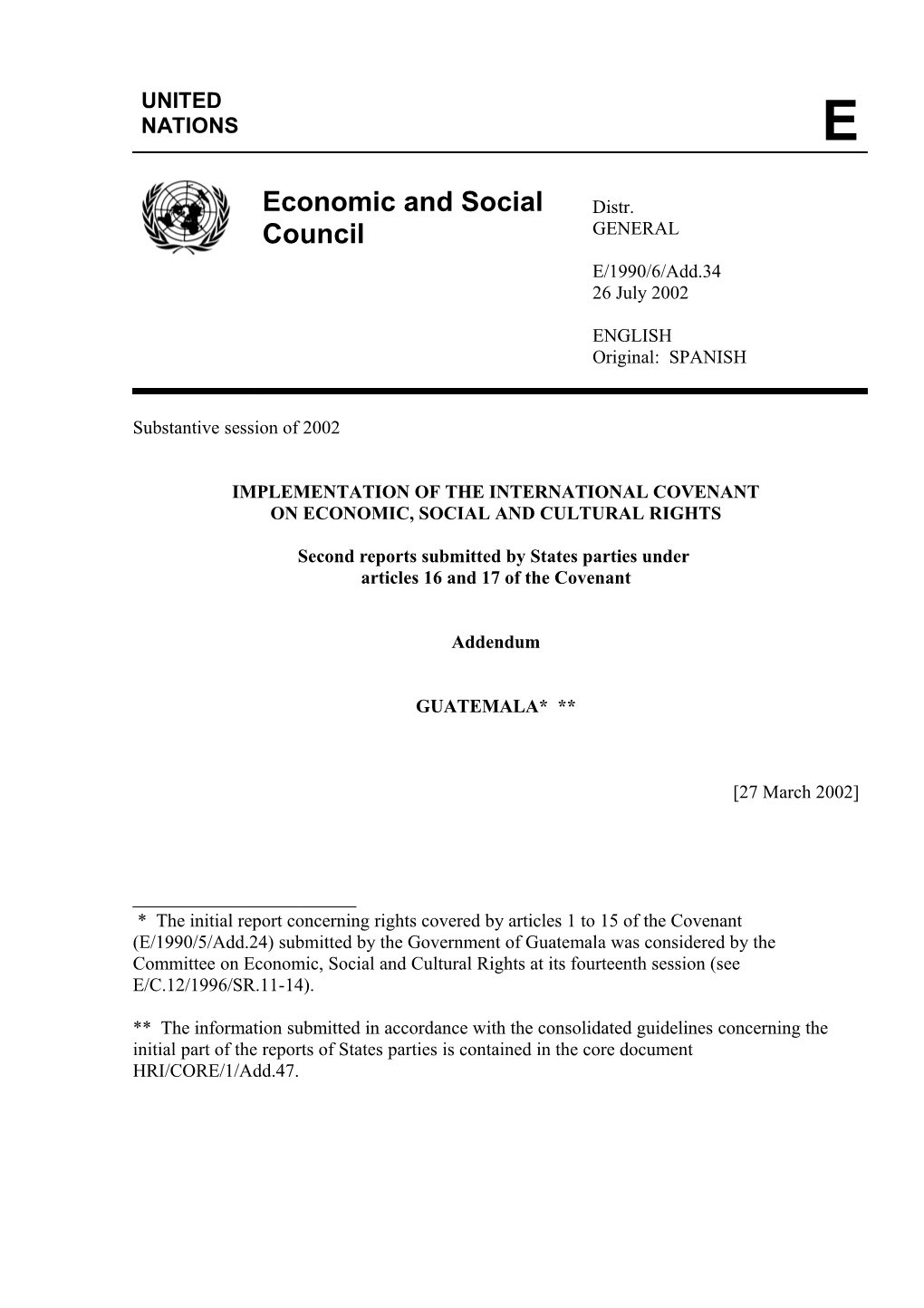 Implementation of the International Covenant