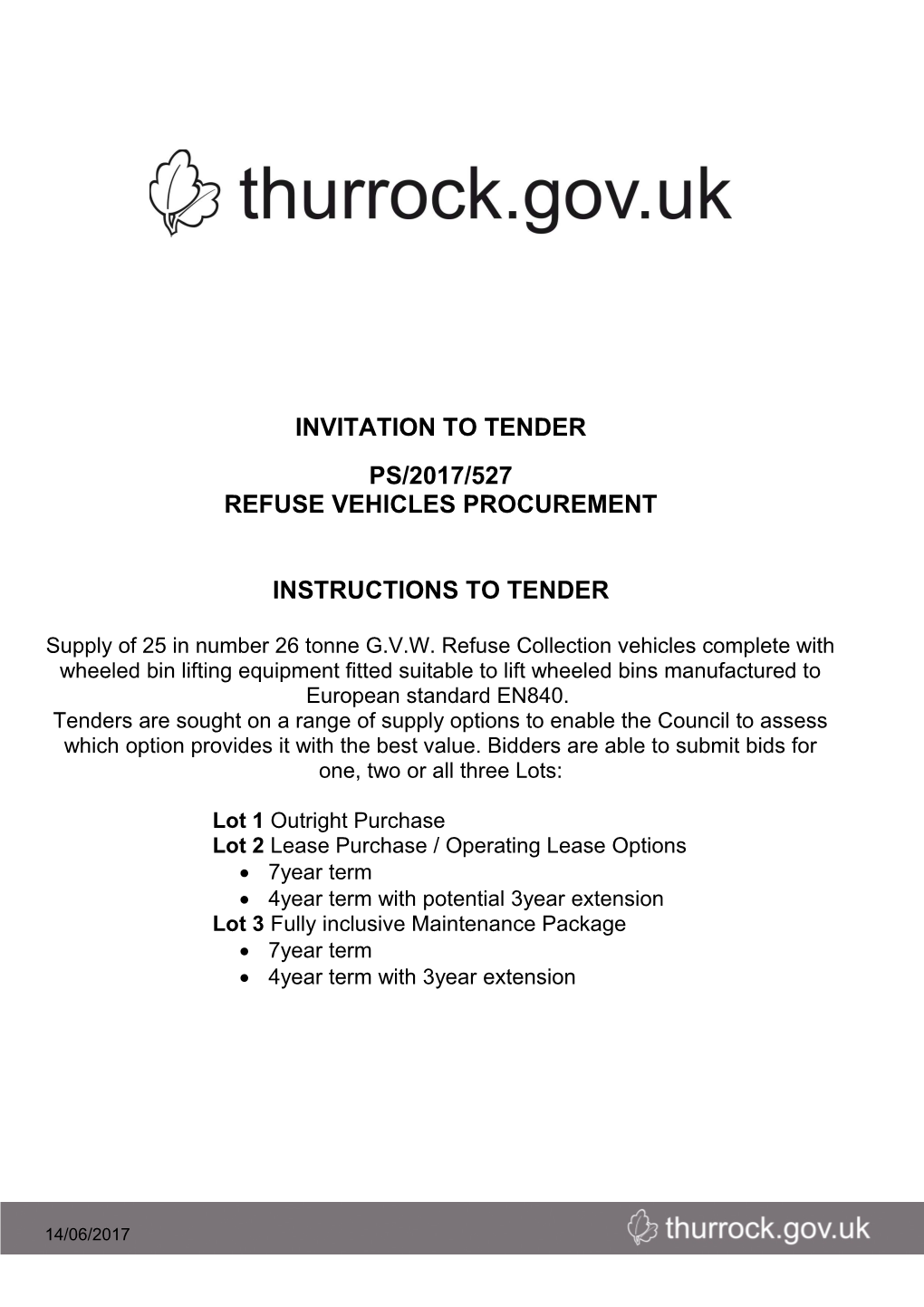 Thurrock Council - Invitation to Tender