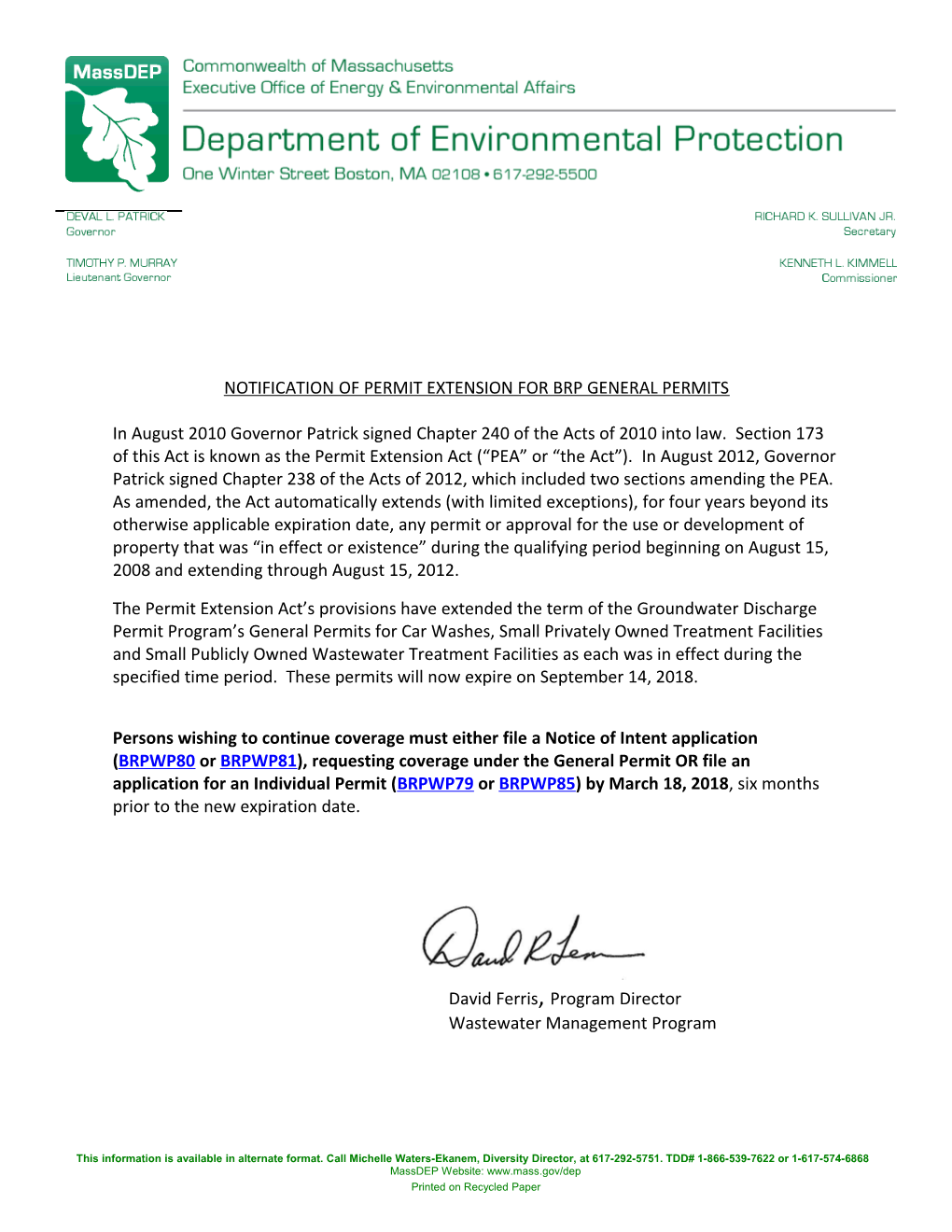 Groundwater Discharge Permit