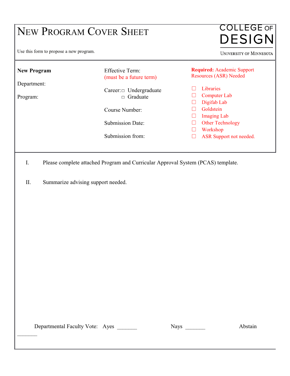 Program and Curriculum Approval System (PCAS) Template