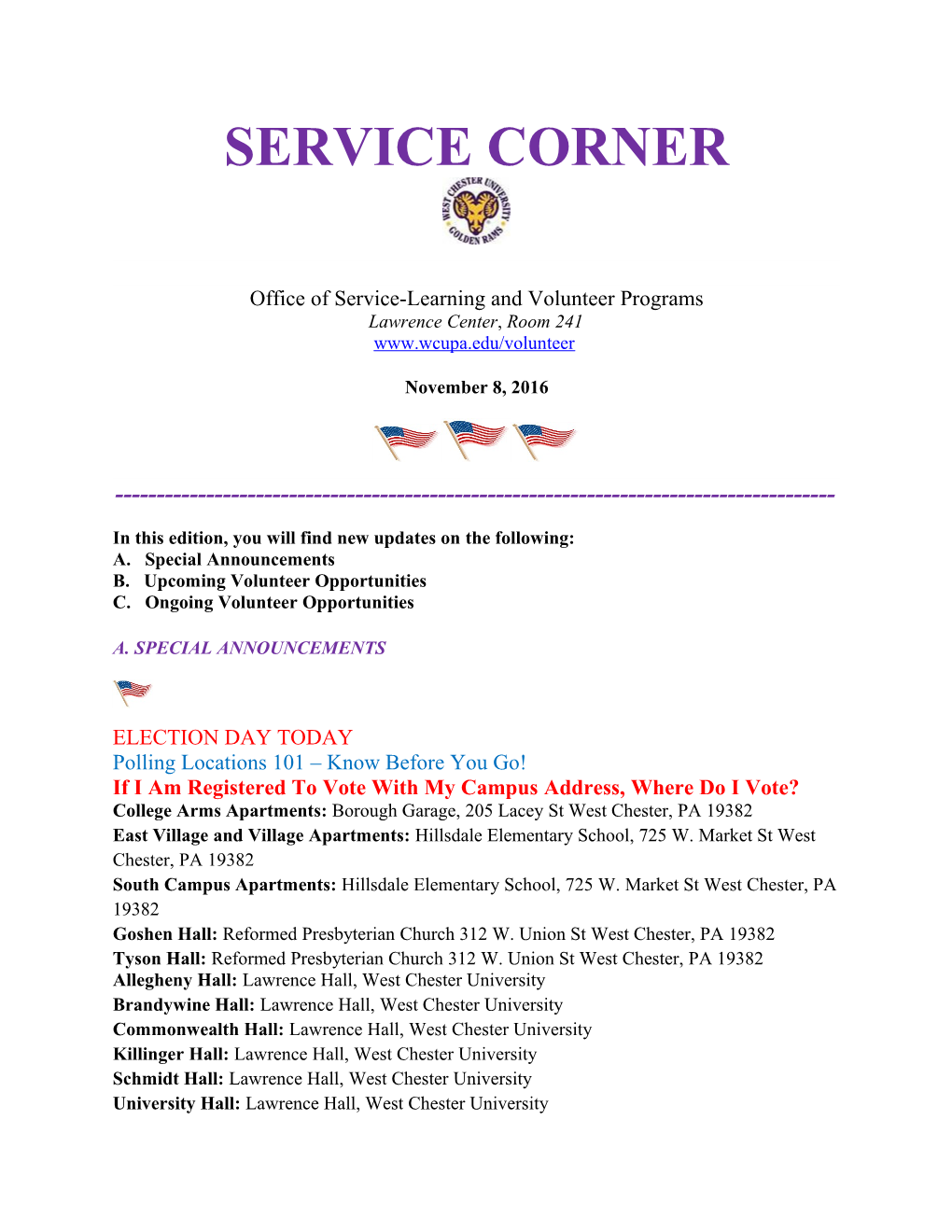 Office of Service-Learning and Volunteer Programs s2